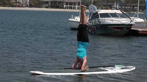 How To Stand Up Paddle Yoga Head Stand Youtube