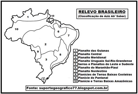 Mapa Relevo Do Brasil Para Colorir Suporte GeogrÁfico