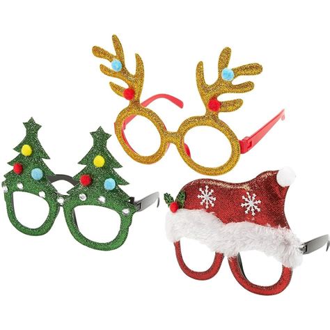 3 Pack Christmas Glasses Novelty Party Eyeglasses Xmas Holiday Accessories 3 Assorted