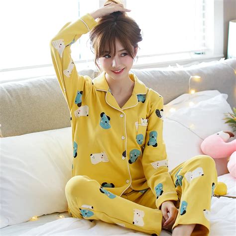 Women S Pajamas Sets Cotton Cartoon Autumn Girlfriend T Indoor Clothes Home Suit Sleepwear