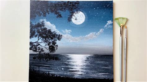 Moonlight Painting Acrylic Painting For Beginners 113 Youtube