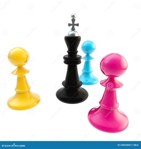 Cmyk Colored Chess Figures Isolated Stock Illustration Illustration
