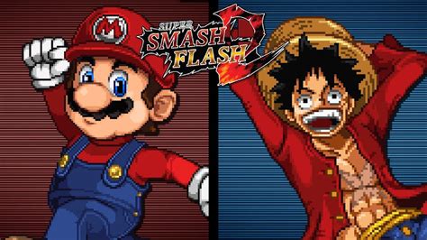 Super Smash Flash 2 Mario Vs Luffy Youtube