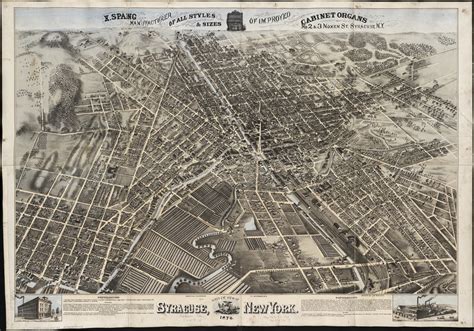 Birds Eye View Of Syracuse New York Norman B Leventhal Map