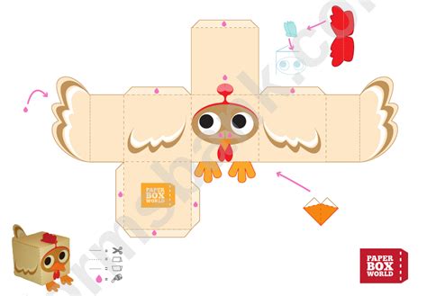 Chicken Paper Toy Box Template Printable Pdf Download