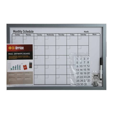 Bi Office Dry Wipe Monthly Planning Board With Pen 600x400mm