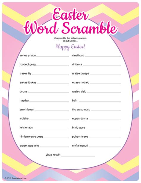 Easter Word Scramble Printable Printable Kids Entertainment