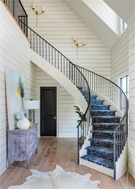 Antelope is the perfect bold and neutral rug choice for any space, and the pattern can be. Blue Antelope Staircase Runner on Winding Staircase - Transitional - Entrance/foyer
