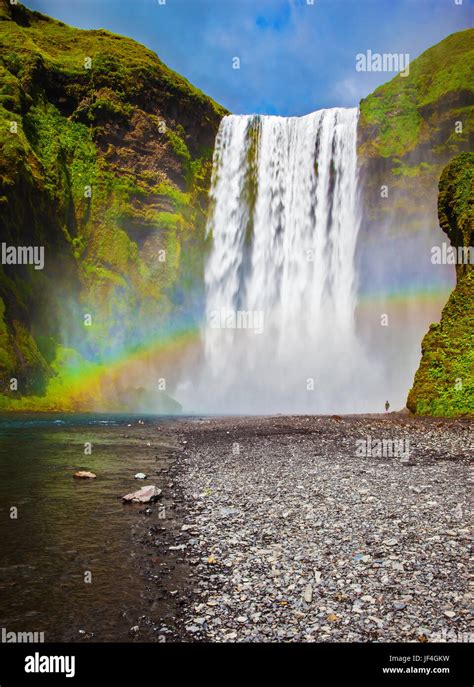 The Famous Waterfall Skógafoss Stock Photo Alamy