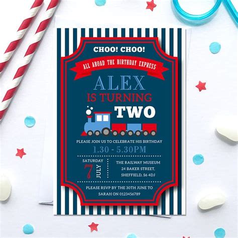 Trains Birthday Invitation Editable Template Instant Download Etsy Uk