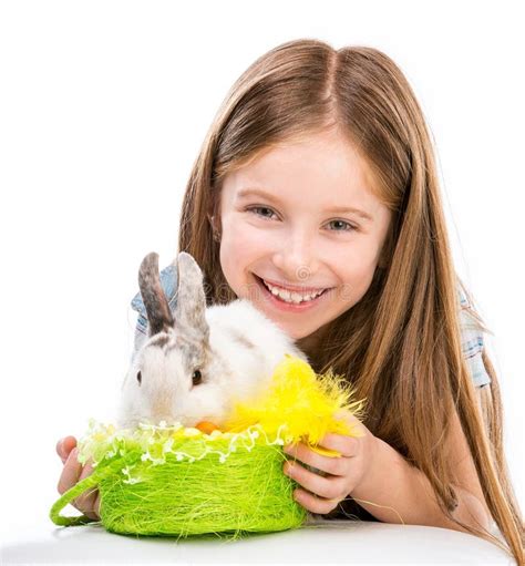 Little Girl With Rabbit Stock Image Image Of Caucasian 48046911