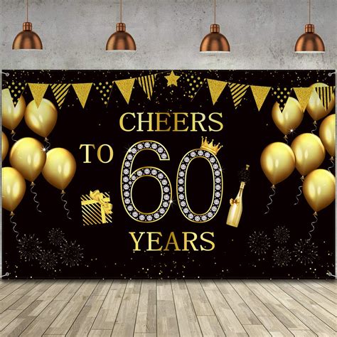 Happy 60th Birthday Party Backdrop Banner Extra India Ubuy