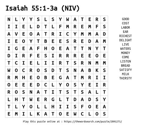 Isaiah Word Search Puzzles Printable