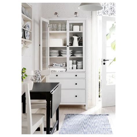 Hemnes Glass Door Cabinet With 3 Drawers White Stain 35 38x77 12