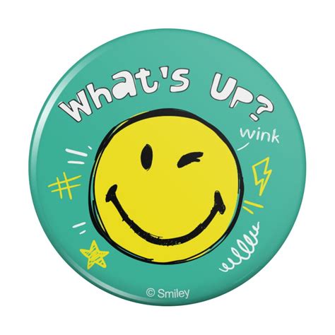 Whats Up Winky Smiley Face Emoticon Officially Licensed Pinback Button