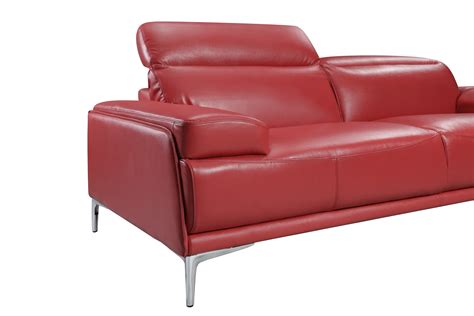 Madrid Contemporary Italian Leather Sofa Set In Red Raleigh North