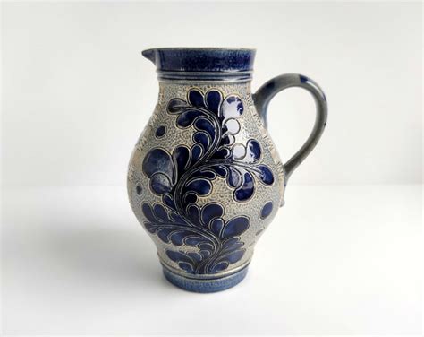 Marzi And Remy West German Pottery Pitcher 1 Ltr Vase Salt Glaze