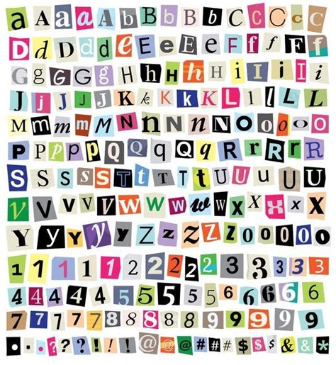 Sticker Vector Ransom Note Cut Paper Letters Numbers Symbols