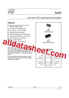 TL074CN Datasheet PDF STMicroelectronics