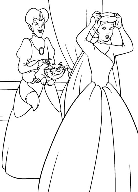 Cinderella Step Sisters Coloring Pages Sketch Coloring Page