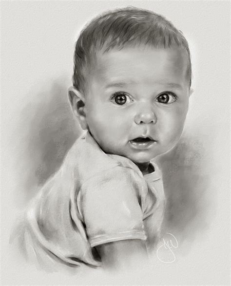 Charcoal Paintings Baby Face Drawing Baby Drawing Pencil Portrait