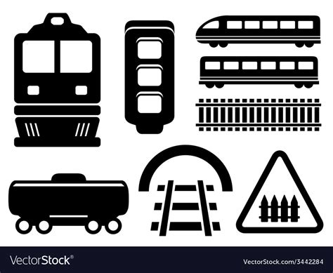Rail Road Icons Set Royalty Free Vector Image Vectorstock