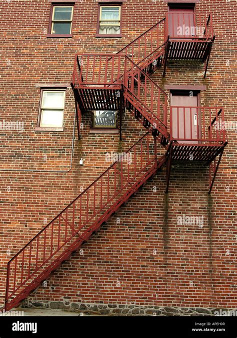 Fire Escape Outside An Old Brick Building In Gettysburg Pa Stock Photo