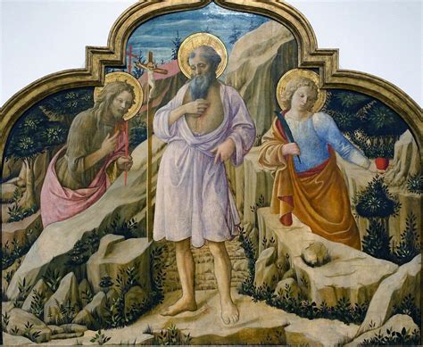 Фра Филиппо Липпи St Jerome in the wilderness with St John the Baptist