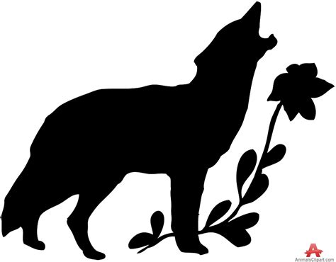 Wolf Howling With Flowers Silhouette Free Clipart Design Download