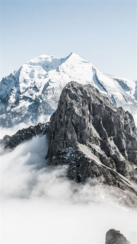 Snow Mountains Peak Clouds Switzerland 720x1280 Wallpaper