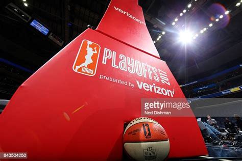 A Close Up View Of The Wnba Playoffs Logo Before The Game Between The