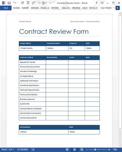 Document Review Checklist Template Free Documents