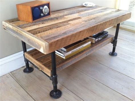 Rustic Industrial Reclaimed Wood And Pipe Coffee Table
