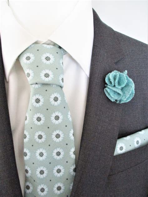 Handmade Sage Green Floral Mens Tie Wedding Tie Pretied Bow Etsy
