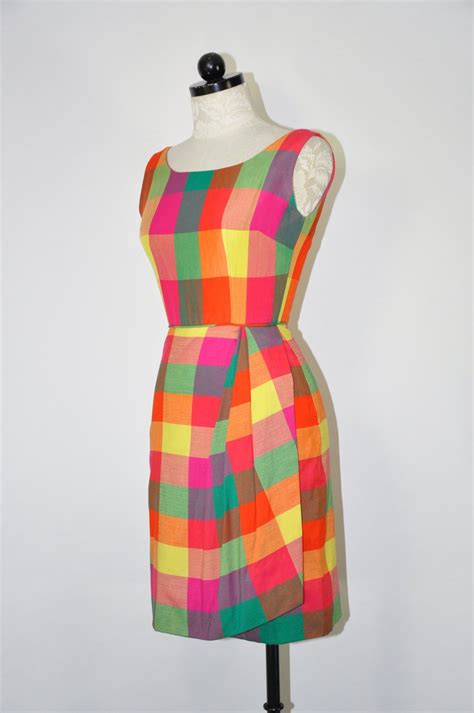 60s rainbow madras dress 1960s tulip wrap dress vintage etsy