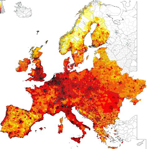 87population Density Administrative Boundaries Map Of Europe