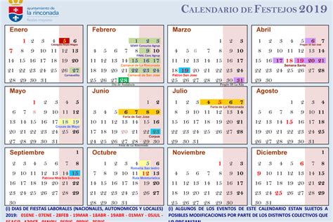 Calendario De Fiestas 2019