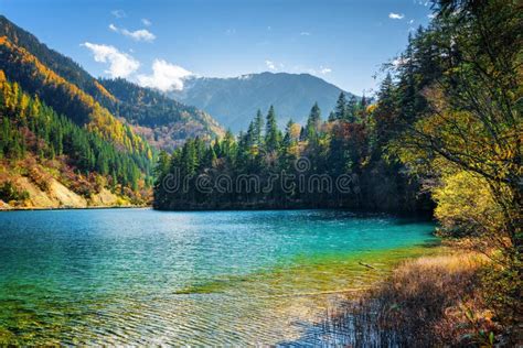 Lake With Azure Water Located Among Mountains Stock Photo Image Of