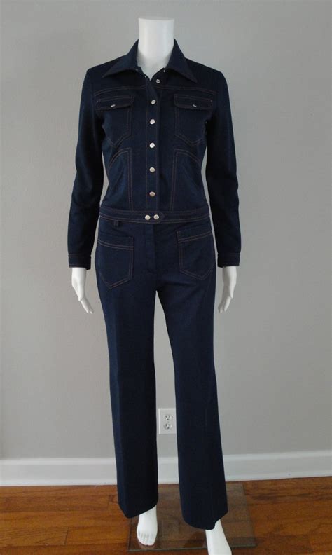 Vintage 1970s 70s Pants Suit Womens Jones New York Boho Keep On Truckin