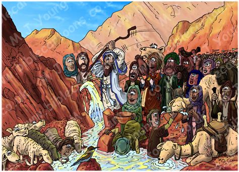 Exodus 17 Moses Striking A Rock Bible Cartoons