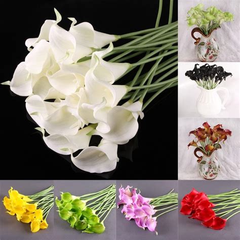20 Pack Calla Lily Fake Flowers Wedding Bouquet Artificial Real Touch