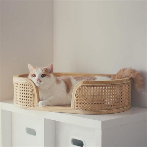 Handmade Rattan Cat Bed Solid Wood Cat House Breathable From Movesports