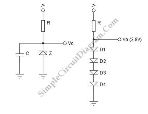 Circuit diagram of zener diode as voltage regulator practical applications include voltage regulation, in use with other components. Zener Diode Voltage Regulator - Simple Circuit Diagram