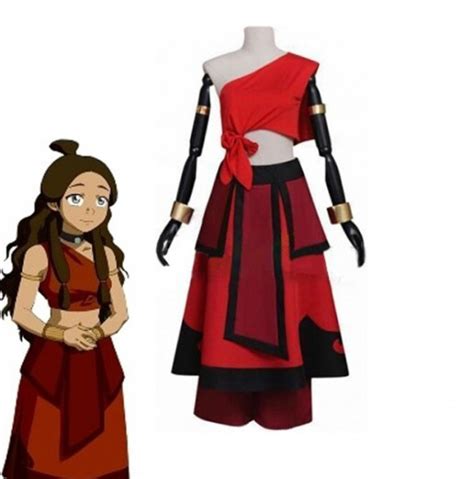 Avatar The Last Airbender Katara Red Costume Women Cosplay Costume Costume Party World