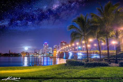West Palm Beach Skyline Moon And Stars Hdr Photography By Captain Kimo