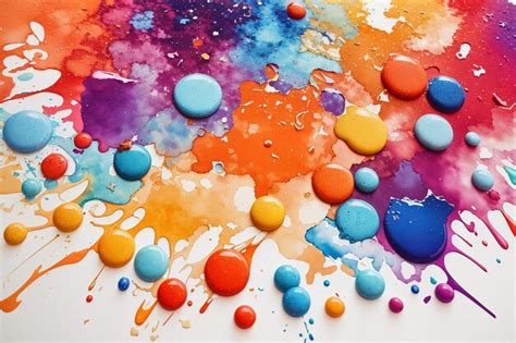 Premium Ai Image Vivid Mix Of Paint Droplets On White Watercolor