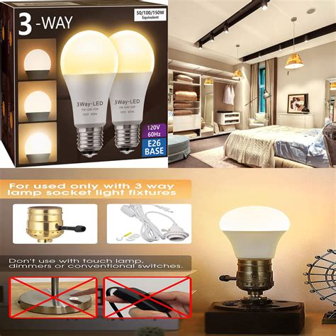 3 Way Led Light Bulbs 50 100 150w Equivalent Warm White 3000k 2 Pack