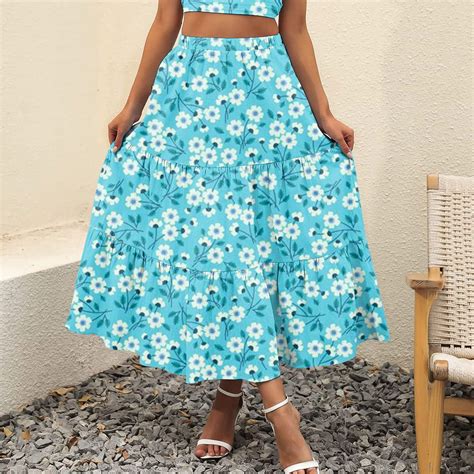 Click Now To Browse Excellent Quality Women High Waist Elastic Ruffles Long Skirts Casual Maxi