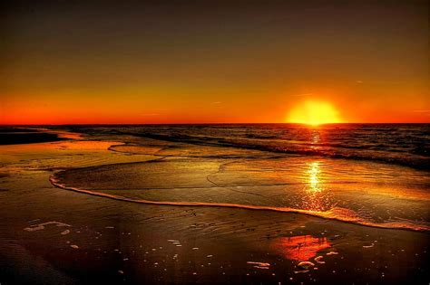 Hd Wallpaper Calm Body Of Water During Sundown Sunset Denmark Sea