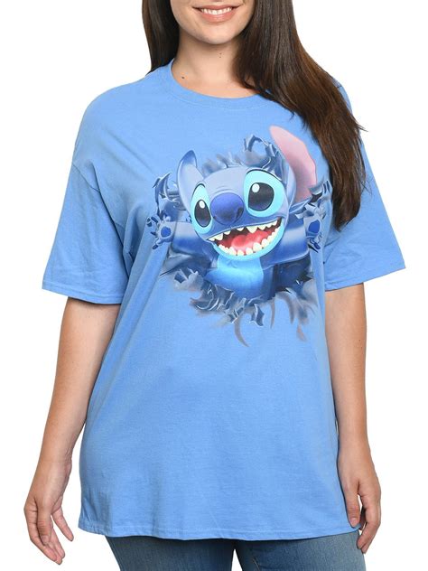 Disney Disney Womens Plus Size Stitch Short Sleeve Front And Back T